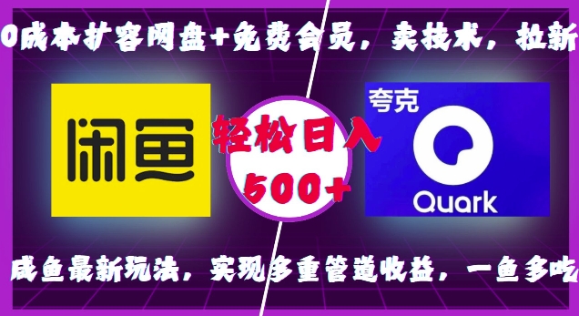 0成本扩容网盘+免费会员，卖技术，拉新，咸鱼最新玩法，实现多重管道收益，一鱼多吃，轻松日入500+-小宇资源站