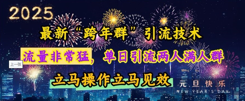 最新“跨年群”引流，流量非常猛，单日引流两人满人群，立马操作立马见效【揭秘】-小宇资源站