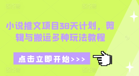 小说推文项目38天计划，剪辑与搬运多种玩法教程-小宇资源站