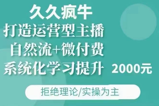 久久疯牛·自然流+微付费(12月23更新)打造运营型主播，包11月+12月-小宇资源站