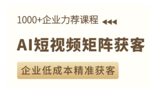 AI短视频矩阵获客实操课，企业低成本精准获客-小宇资源站