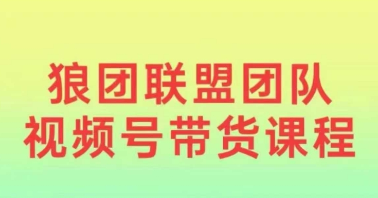 狼团联盟2024视频号带货，0基础小白快速入局视频号-小宇资源站