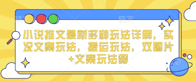 小说推文最新多种玩法详解，实况文案玩法，搬运玩法，双图片+文案玩法等-小宇资源站