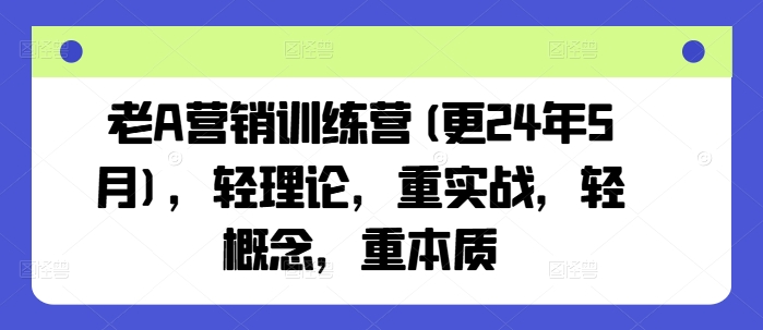 老A营销训练营(更24年12月)，轻理论，重实战，轻概念，重本质-小宇资源站