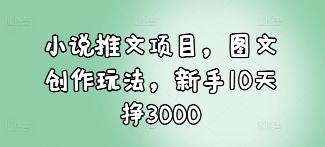 小说推文项目，图文创作玩法，新手10天挣3000-小宇资源站