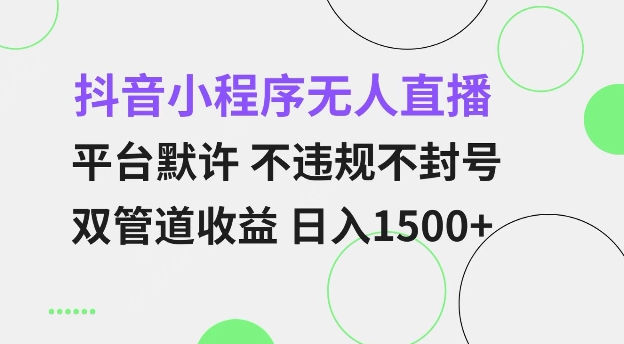 抖音小程序无人直播 平台默许 不违规不封号 双管道收益 日入多张 小白也能轻松操作【仅揭秘】-小宇资源站