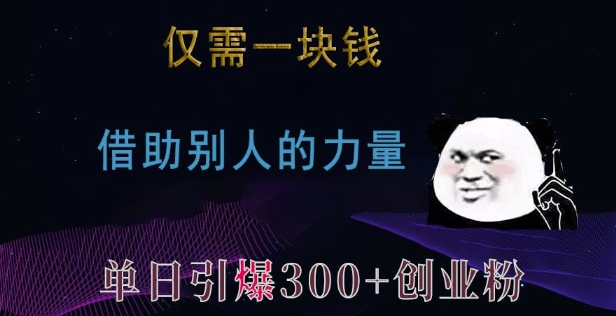 仅需一块钱，借助别人的力量，单日引爆300+创业粉、兼职粉【揭秘】-小宇资源站