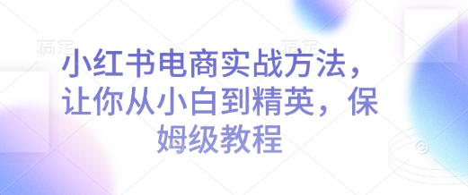 小红书电商实战方法，让你从小白到精英，保姆级教程-小宇资源站
