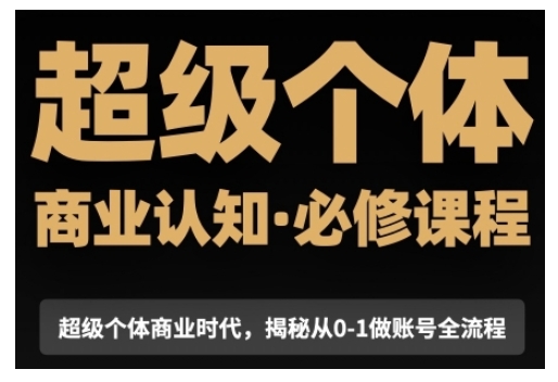 超级个体商业认知觉醒视频课，商业认知·必修课程揭秘从0-1账号全流程-小宇资源站