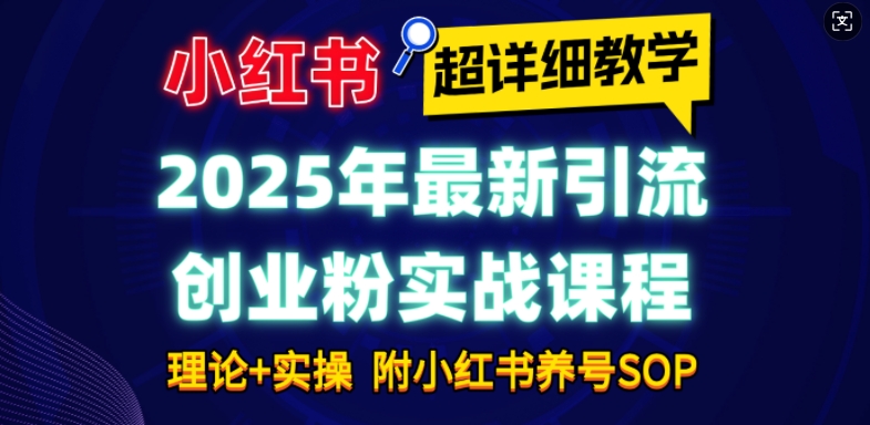 2025年最新小红书引流创业粉实战课程【超详细教学】小白轻松上手，月入1W+，附小红书养号SOP-小宇资源站
