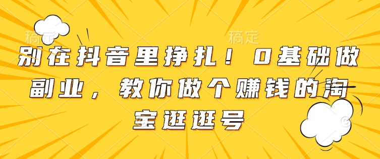 别在抖音里挣扎！0基础做副业，教你做个赚钱的淘宝逛逛号-小宇资源站