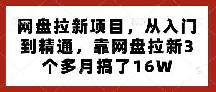 网盘拉新项目，从入门到精通，靠网盘拉新3个多月搞了16W-小宇资源站