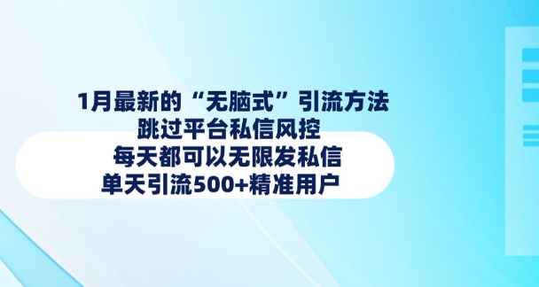 1月最新的无脑式引流方法，跳过平台私信风控，每天都可以无限发私信，单天引流500+精准用户-小宇资源站