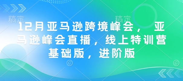 12月亚马逊跨境峰会， 亚马逊峰会直播，线上特训营基础版，进阶版-小宇资源站