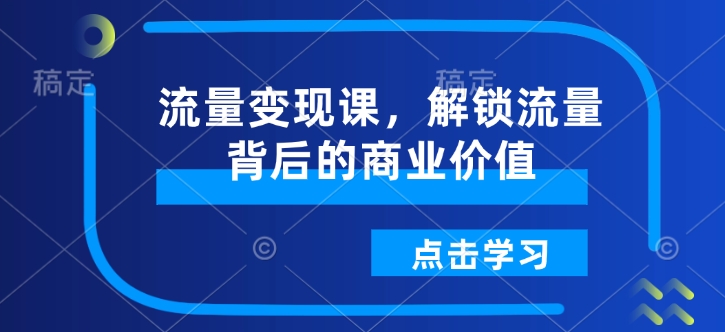 流量变现课，解锁流量背后的商业价值-小宇资源站