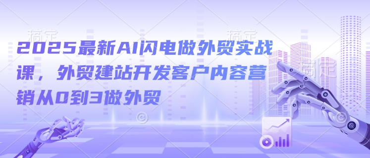 2025最新AI闪电做外贸实战课，外贸建站开发客户内容营销从0到3做外贸-小宇资源站