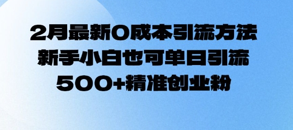 2月最新0成本引流方法，新手小白也可单日引流500+精准创业粉-小宇资源站