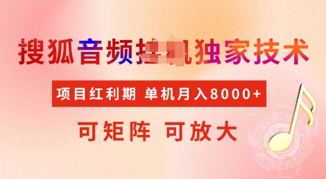全网首发搜狐音频挂JI独家技术，项目红利期，可矩阵可放大，稳定月入8k【揭秘】-小宇资源站