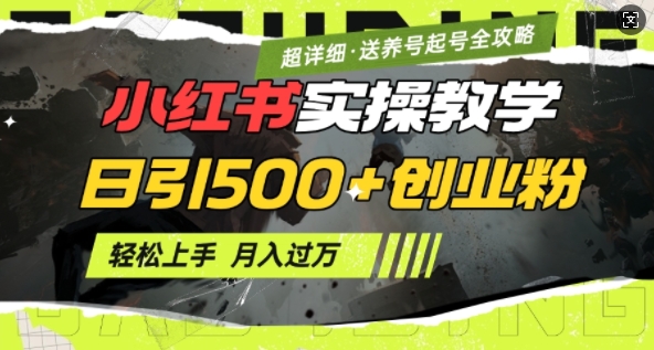 2月小红书最新日引500+创业粉实操教学【超详细】小白轻松上手，月入1W+，附小红书养号起号SOP-小宇资源站