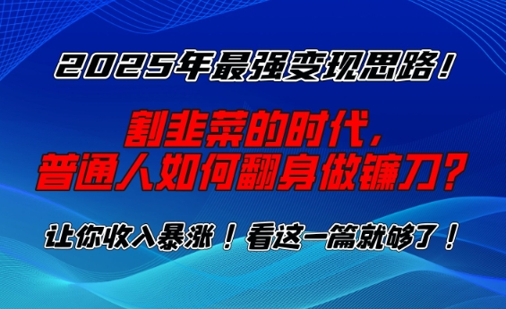 2025年最强变现思路，割韭菜的时代， 普通人如何翻身做镰刀？【揭秘】-小宇资源站