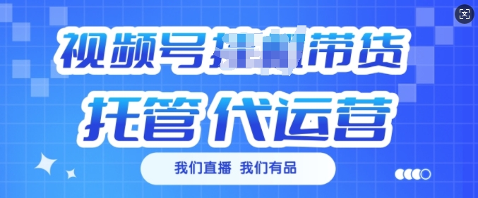 视频号挂J直播带货托管代运营，每个月多挣3k【揭秘】-小宇资源站