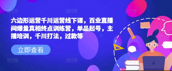 六边形运营千川运营线下课，百业直播间爆量真相终点训练营，单品起号，主播培训，千川打法，过款等-小宇资源站
