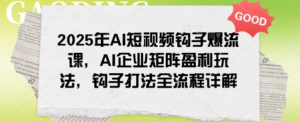 2025年AI短视频钩子爆流课，AI企业矩阵盈利玩法，钩子打法全流程详解-小宇资源站