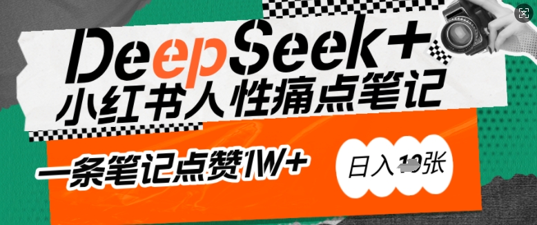 AI赋能小红书爆款秘籍：用DeepSeek轻松抓人性痛点，小白也能写出点赞破万的吸金笔记，日入多张-小宇资源站
