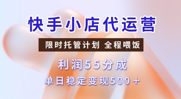 快手小店代运营3.0，模式新升级，收益55分，稳定单日5张【揭秘】-小宇资源站