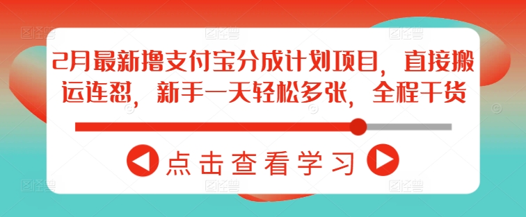 2月最新撸支付宝分成计划项目，直接搬运连怼，新手一天轻松多张，全程干货-小宇资源站