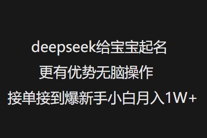 deepseek给宝宝起名更有优势无脑操作接单接到爆新手小白月入1W+-小宇资源站