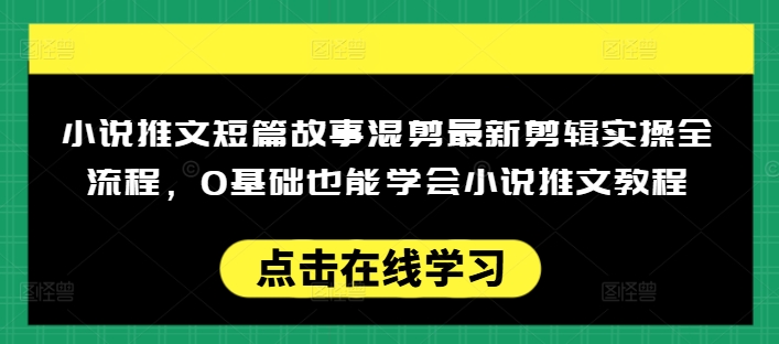 小说推文短篇故事混剪最新剪辑实操全流程，0基础也能学会小说推文教程，肯干多发日入多张-小宇资源站