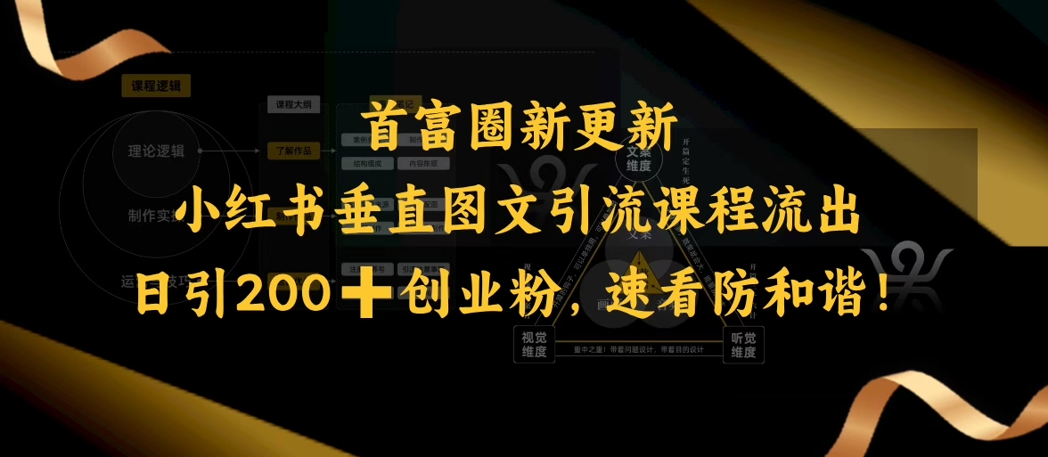 小红书垂直图文引流课程流出，日引200+创业粉，速看防和谐-小宇资源站