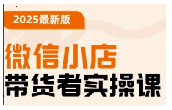 2025最新版微信小店带货者实操课，基础操作到高级运营技巧，快速上手-小宇资源站