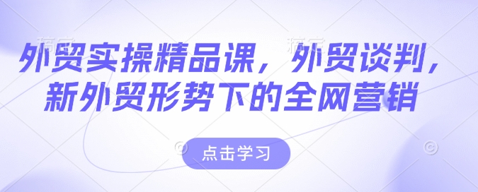外贸实操精品课，外贸谈判，新外贸形势下的全网营销-小宇资源站