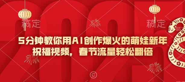 5分钟教你用AI创作爆火的萌娃新年祝福视频，春节流量轻松翻倍-小宇资源站