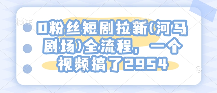 0粉丝短剧拉新(河马剧场)全流程，一个视频搞了2954-小宇资源站