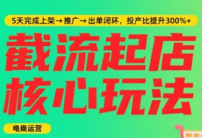 淘宝截流快速起店玩法，掌握暴力快速起店的流程，5天完成上架-推广-出单闭环-小宇资源站