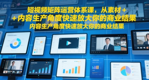 短视频矩阵运营体系课，从素材+内容生产角度快速放大你的商业结果-小宇资源站