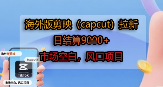 海外版剪映(capcut)拉新，日结算1k+，市场空白，风口项目-小宇资源站
