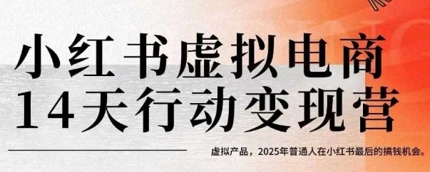 小红书虚拟电商14天变现训练营，虚拟产品，2025年普通人在小红书最后的搞钱机会-小宇资源站