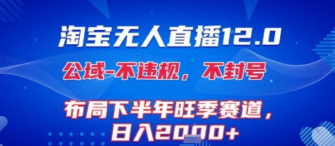 淘宝无人直播12.0，不封号，不违规，布局下半年旺季赛道，日入1k+(独家技术)【揭秘】-小宇资源站