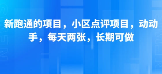 新跑通的项目，小区点评项目，动动手，每天两张，长期可做-小宇资源站