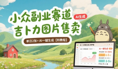 小众副业赛道 吉卜力图片售卖 单日2张+ AI一键生成【附教程】-小宇资源站