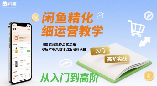 闲鱼精细化运营入门+高阶实战教学，闲鱼卖货整体运营思路，零成本零风险轻创业电商项目-小宇资源站