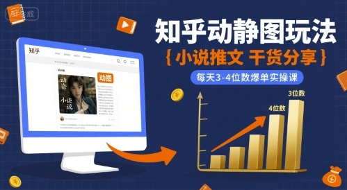 小说推文干货分享之知乎动静图玩法，每天3-4位数爆单实操课-小宇资源站