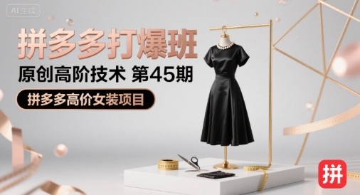 拼多多打爆班原创高阶技术第45期，拼多多高价女装项目-小宇资源站