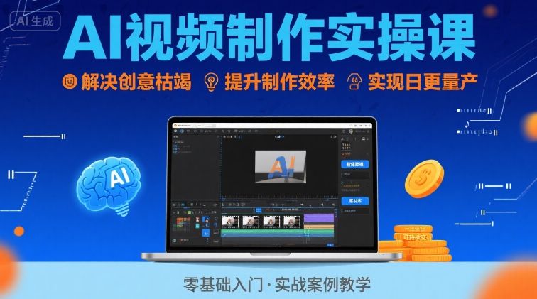 Ai视频制作实操课，解决创意枯竭、效率低下痛点，实现日更量产可持续变现-小宇资源站