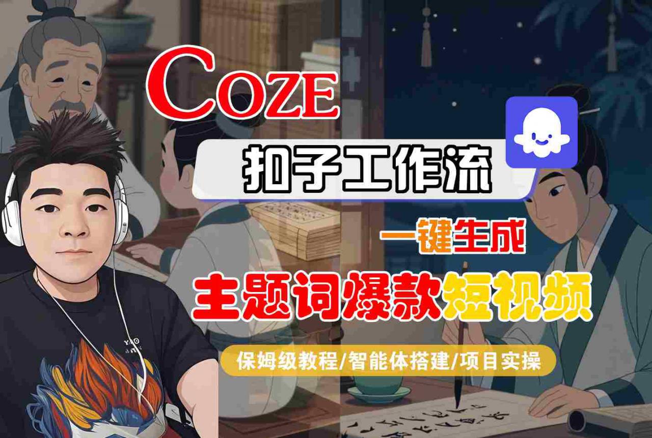 COZE扣子工作流一键生成主题词爆款短视频，保姆级教程-智能体搭建-项目实操-小宇资源站