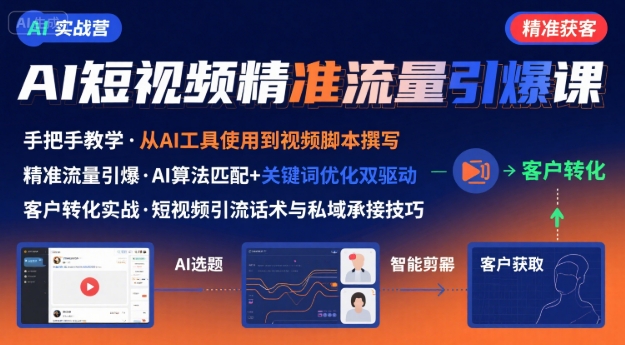 AI+短视频引爆精准客户实战营，手把手教你引爆Ai短视频精准流量-小宇资源站